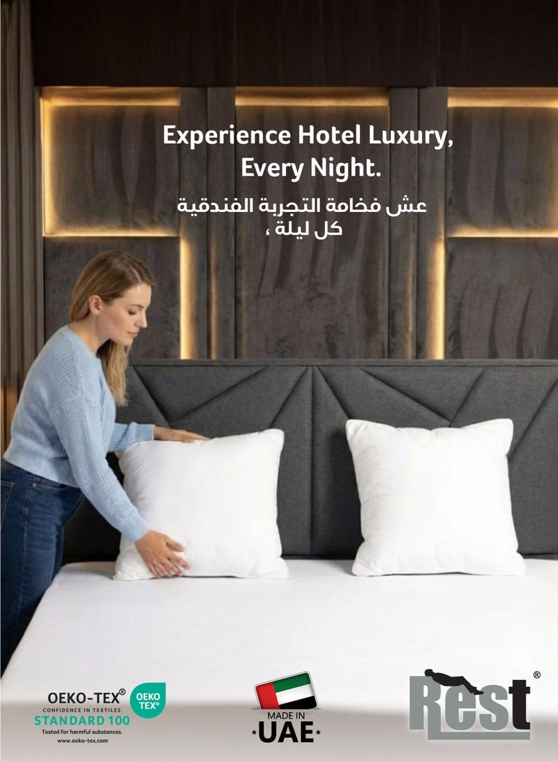 REST Bedding Throw Pillows Insert Cushion Filler Outer Cover Microfiber Filling 400 grams Ultra Soft Fiber Size 45x45cm , 18x18inch Cushion Inserts Home Decor  White (Pack of 2) - Image 5